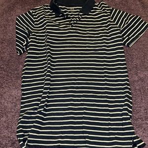 Polo style shirt navy blue and white stripe size large only $6